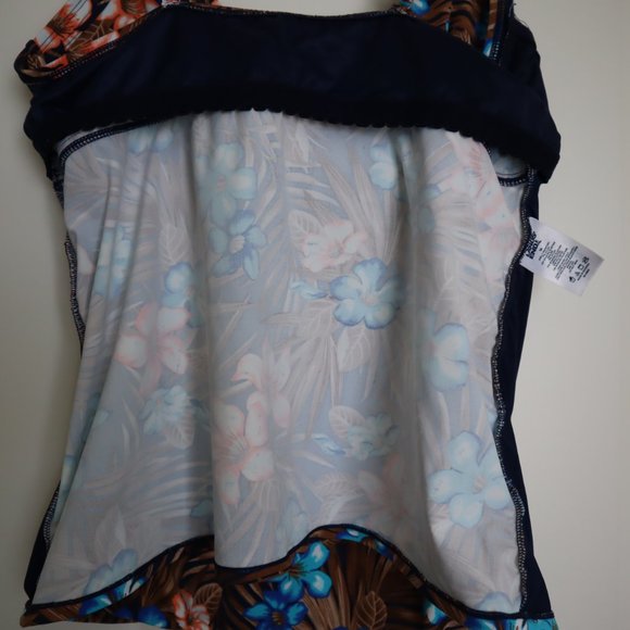 Lands' End Floral Swim Top - Blue and Brown - Picture 10 of 10